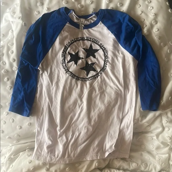 Bella Canvas Blue and White Star Shirt - Picture 1 of 3